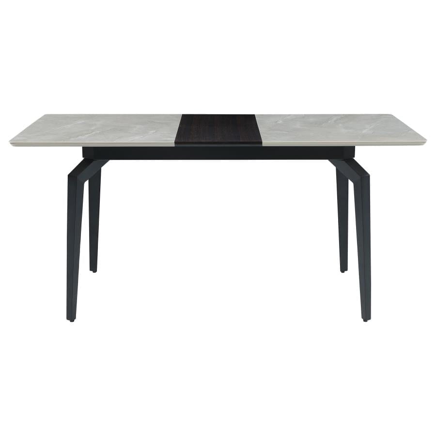 Mina Rectangular Dining Table Grey Ceramic and Sandy Black