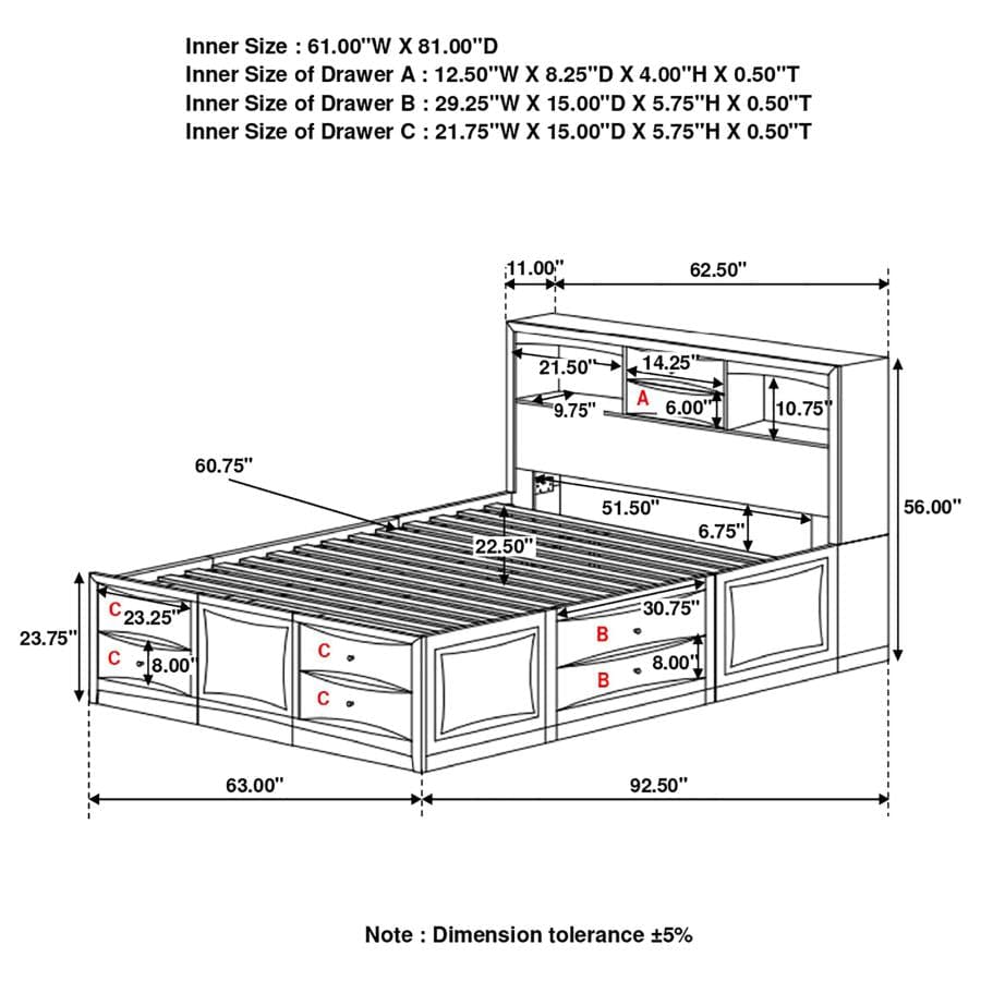 Phoenix 10-drawer Queen Bed Deep Cappuccino