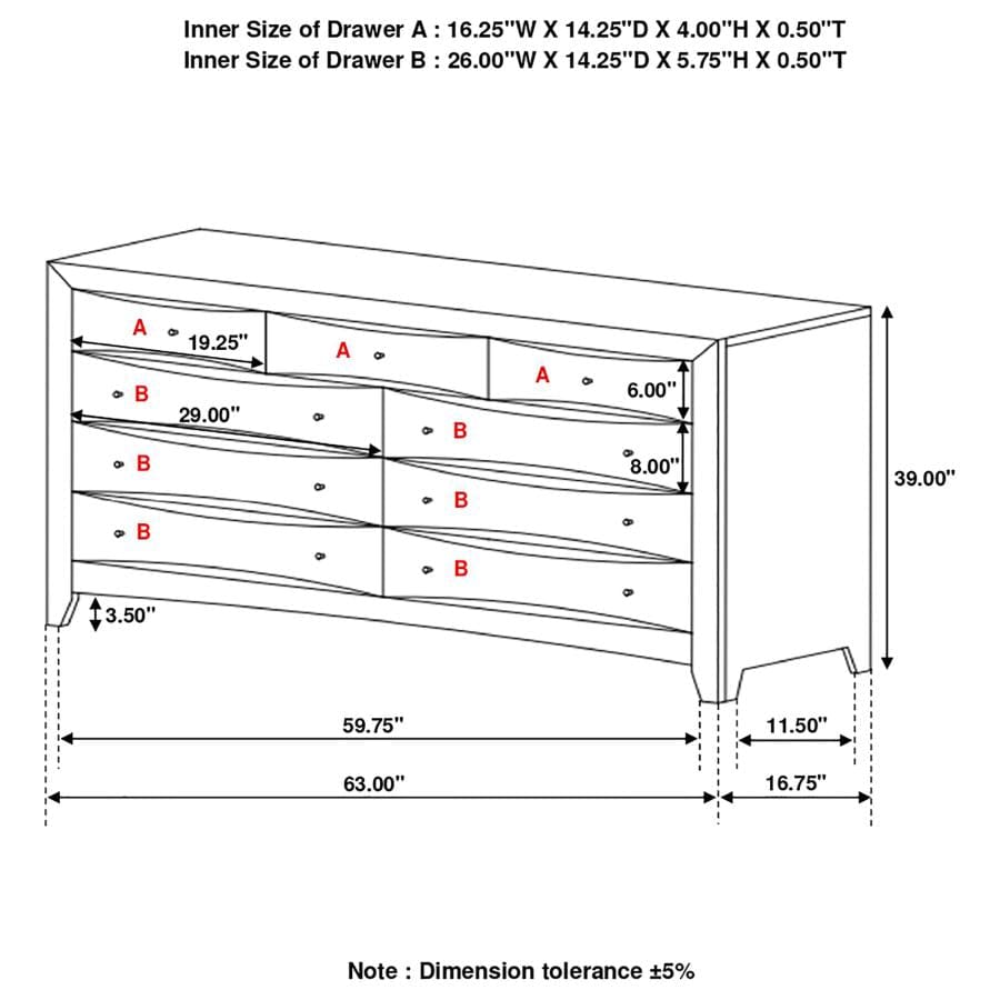 Phoenix 9-drawer Dresser Deep Cappuccino