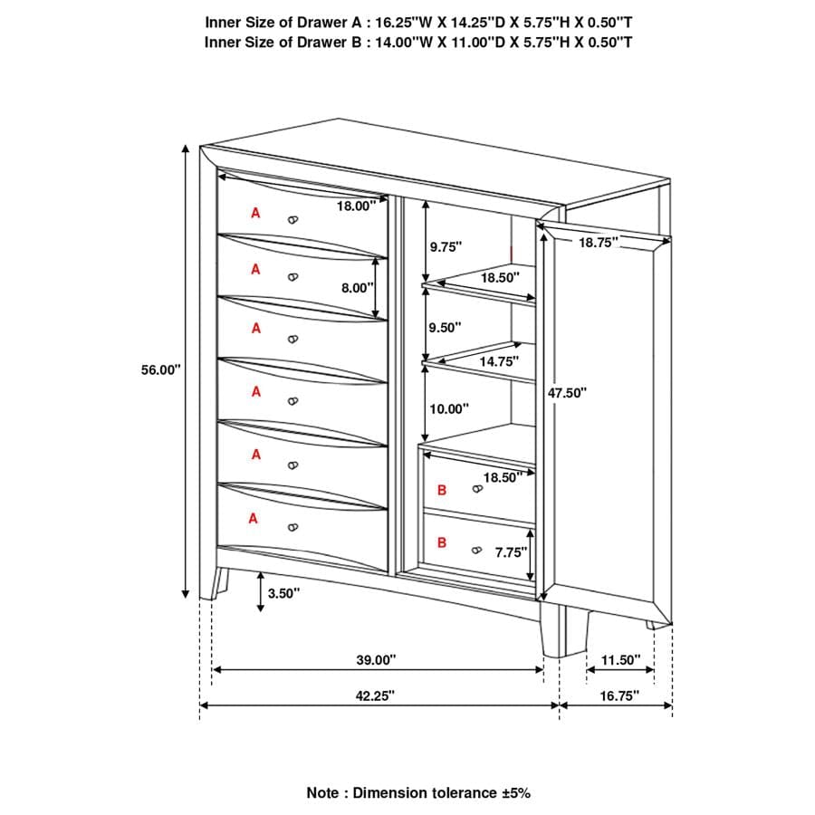 Phoenix 6-drawer Door Chest Deep Cappuccino