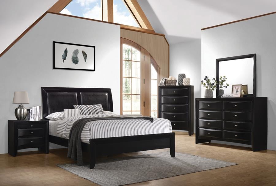 Briana Queen Upholstered Panel Bed Black