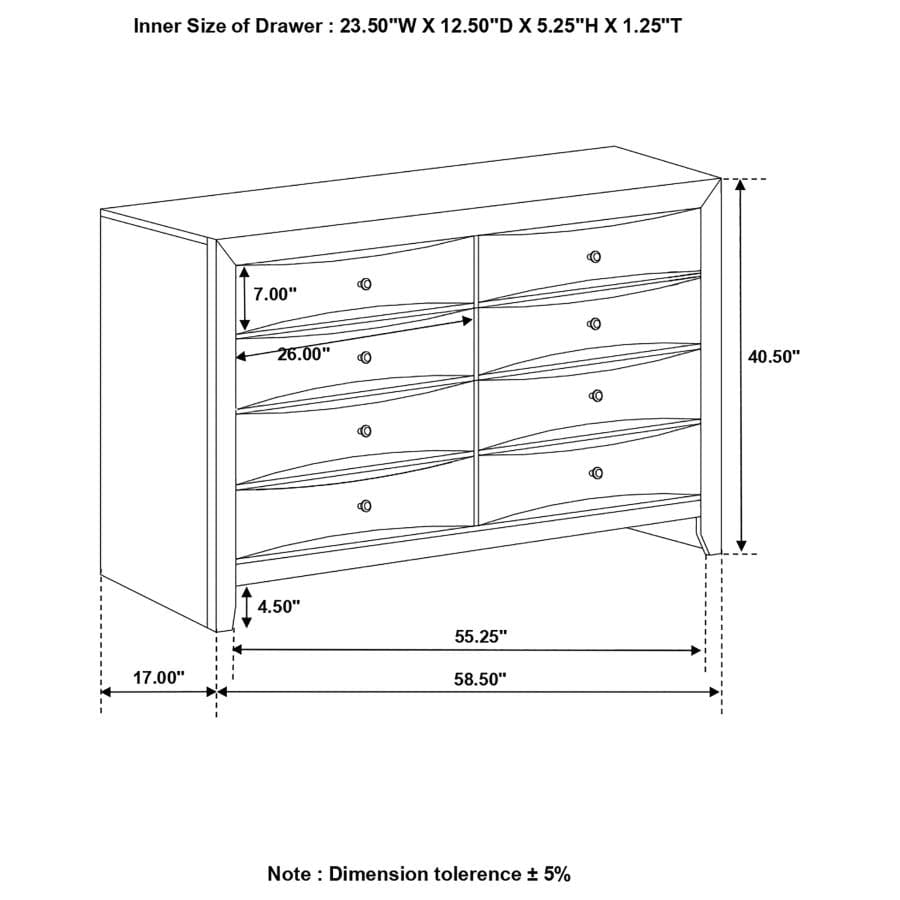 Briana Rectangular 8-drawer Dresser Black