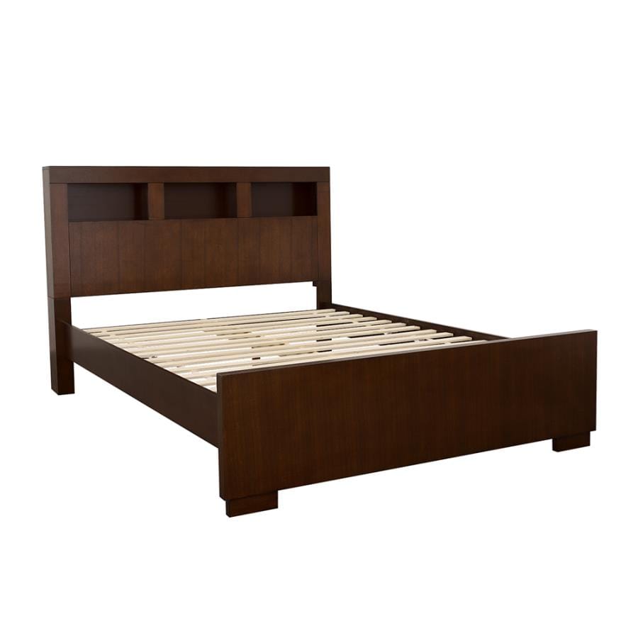 Jessica Eastern King Bed with Storage Headboard Cappuccino