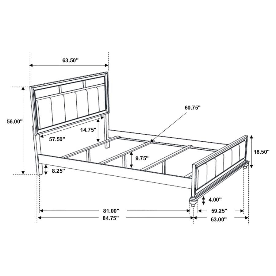 Barzini Queen Upholstered Bed Black and Grey