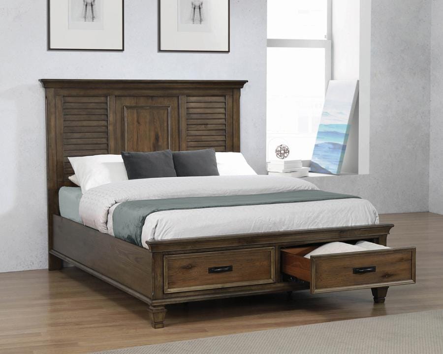 Franco 4-piece Eastern King Storage Bedroom Set Burnished Oak