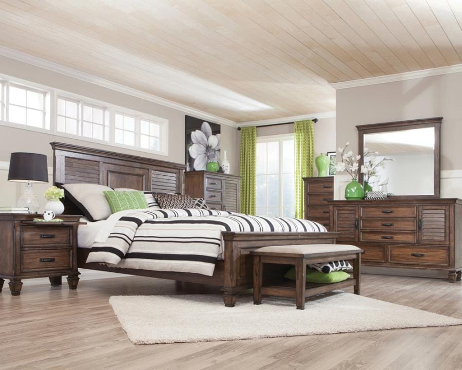 Franco 4-piece Eastern King Storage Bedroom Set Burnished Oak