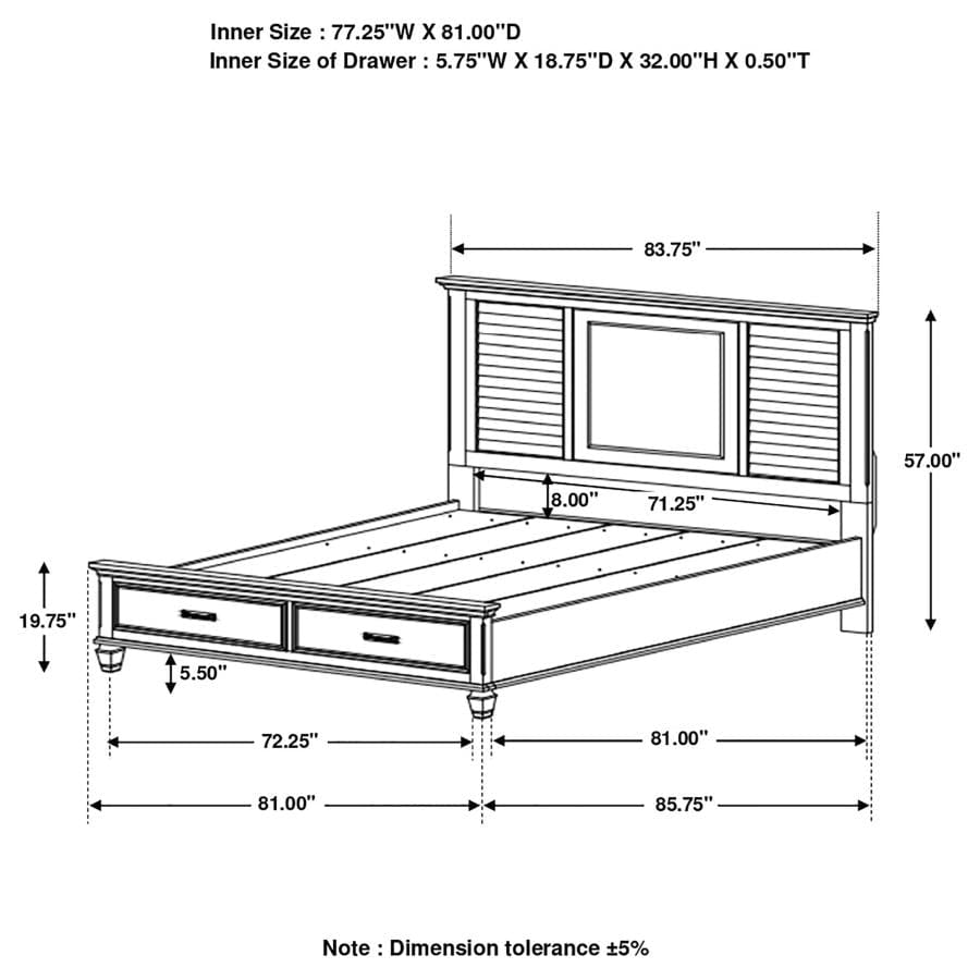 Franco Eastern King Storage Bed Burnished Oak