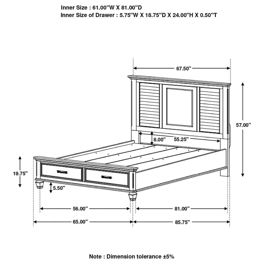 Franco Queen Storage Bed Burnished Oak