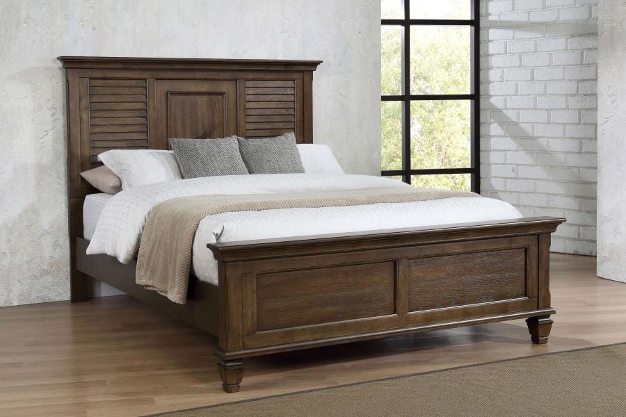 Franco Eastern King Panel Bed Burnished Oak