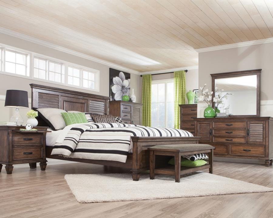 Franco California King Panel Bed Burnished Oak