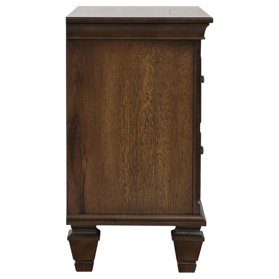 Franco 2-drawer Nightstand with Pull Out Tray Burnished Oak