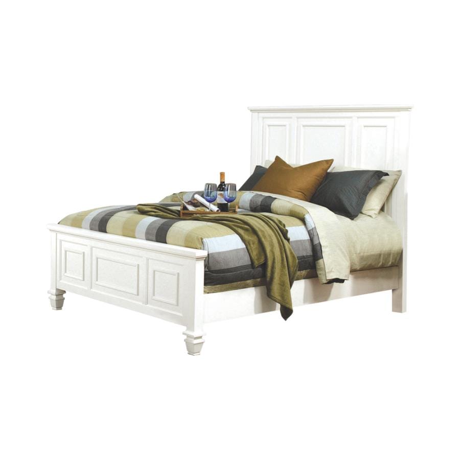 Sandy Beach Eastern King Panel Bed with High Headboard Buttermilk