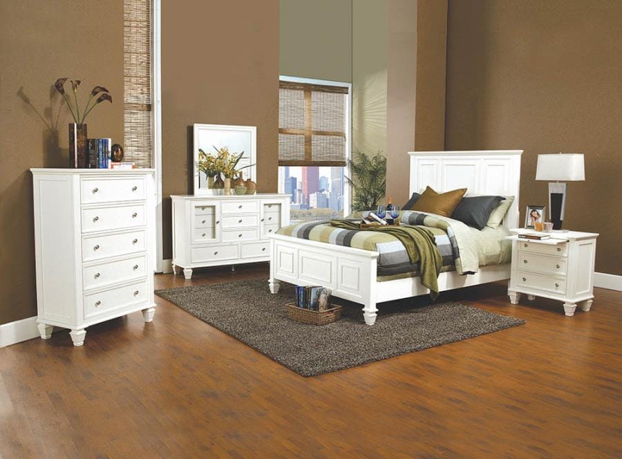 Sandy Beach California King Panel Bed with High Headboard Buttermilk