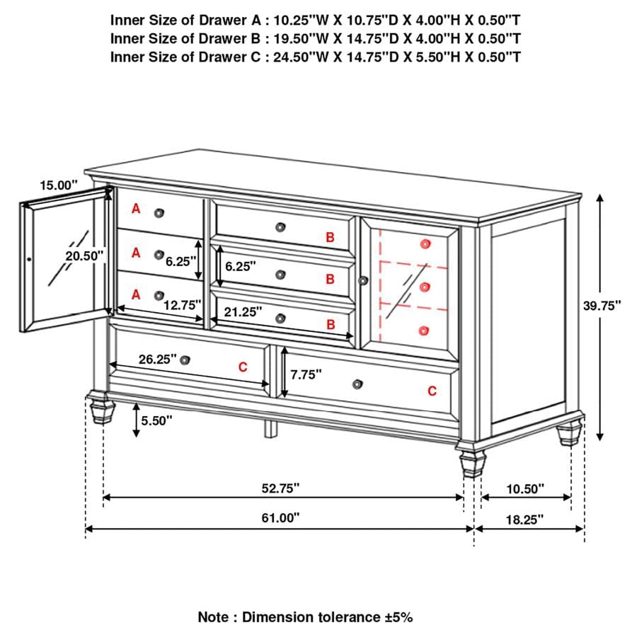 Sandy Beach 11-drawer Rectangular Dresser Buttermilk