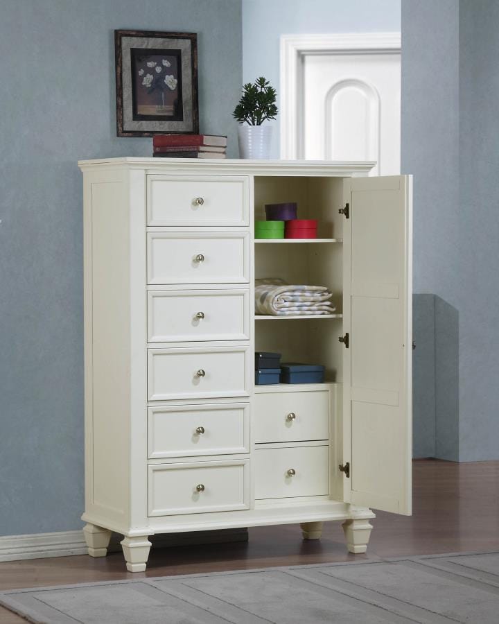 Sandy Beach 8-drawer Door Chest Storage Buttermilk