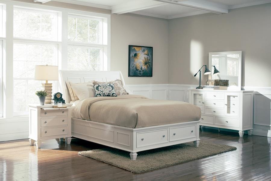 Sandy Beach Eastern King Storage Sleigh Bed Buttermilk