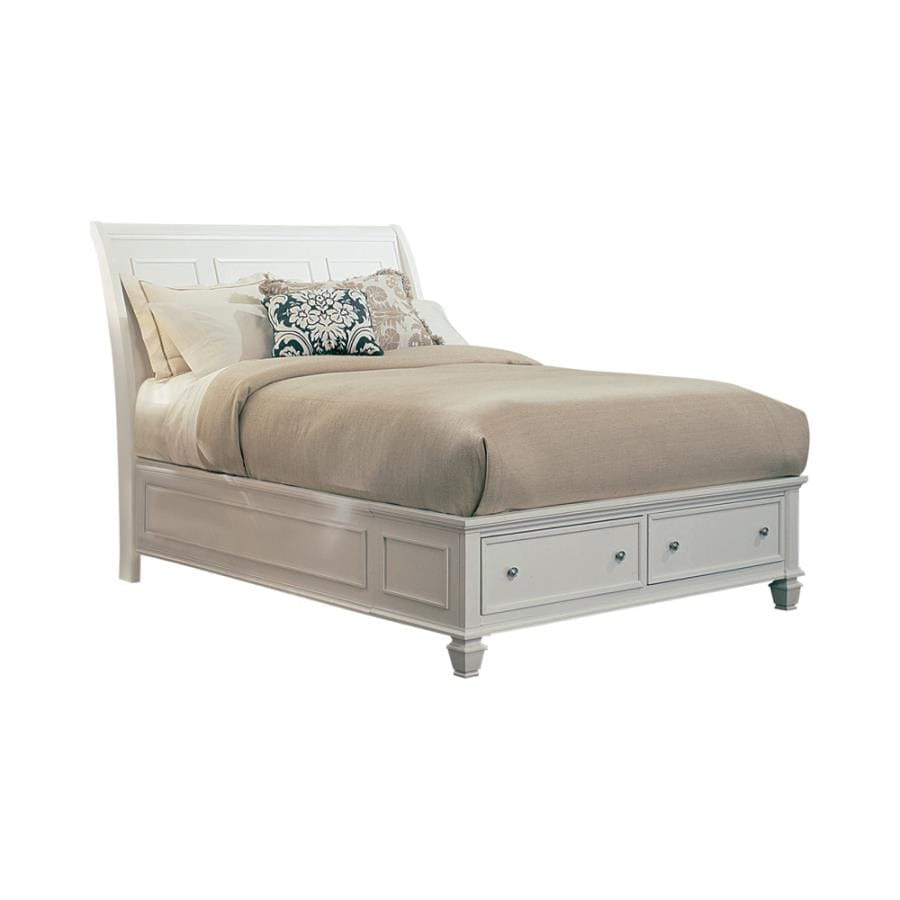 Sandy Beach California King Storage Sleigh Bed Buttermilk