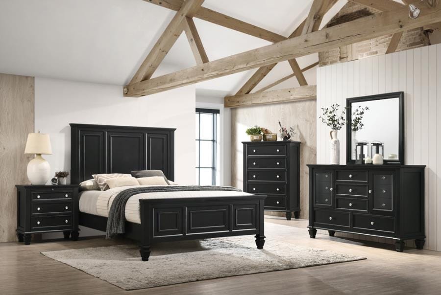 Sandy Beach Eastern King Panel Bed with High Headboard Black