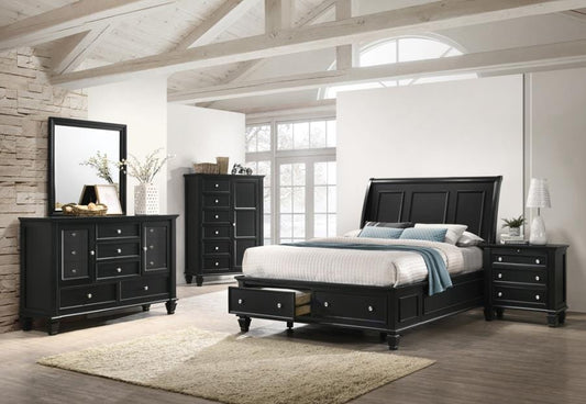 Sandy Beach Storage Bedroom Set with Sleigh Headboard