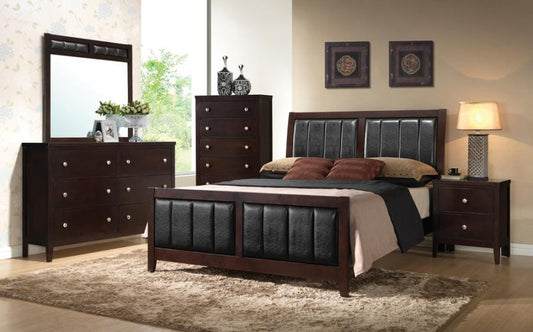 Carlton 4-piece Full Upholstered Bedroom Set Cappuccino and Black