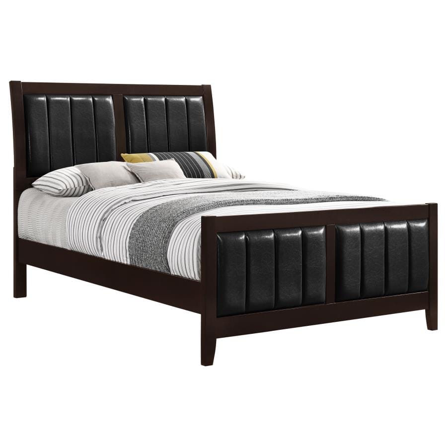 Carlton Full Upholstered Panel Bed Cappuccino and Black