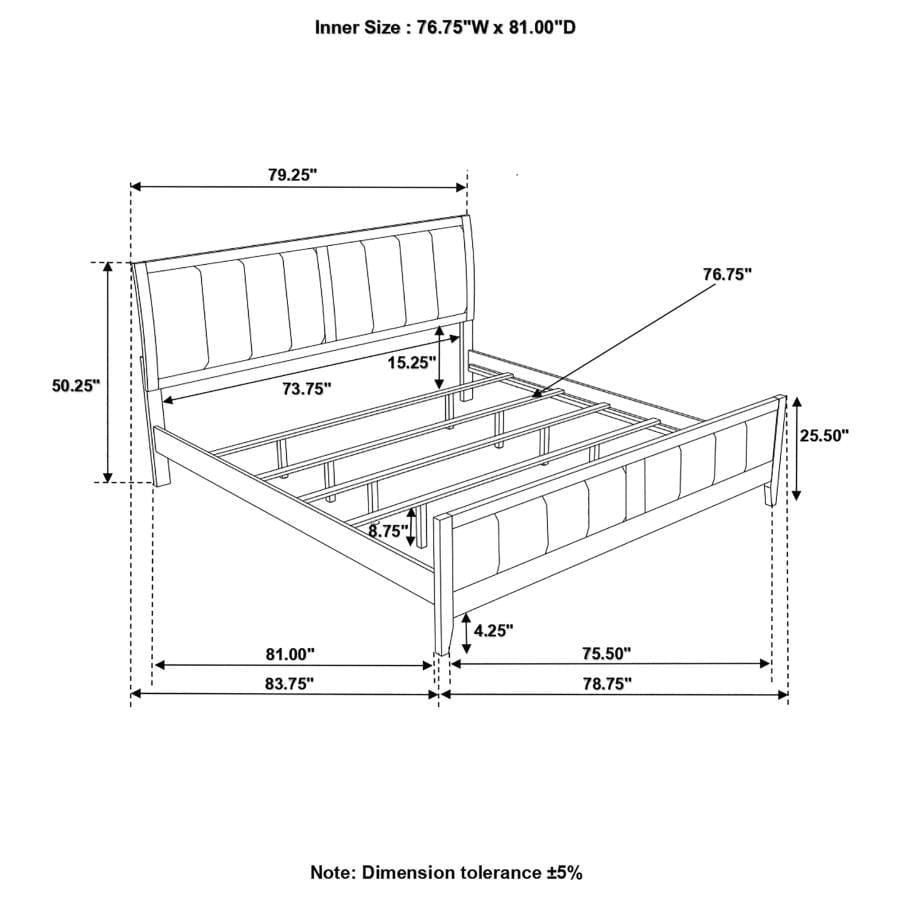 Carlton Eastern King Upholstered Bed Cappuccino and Black