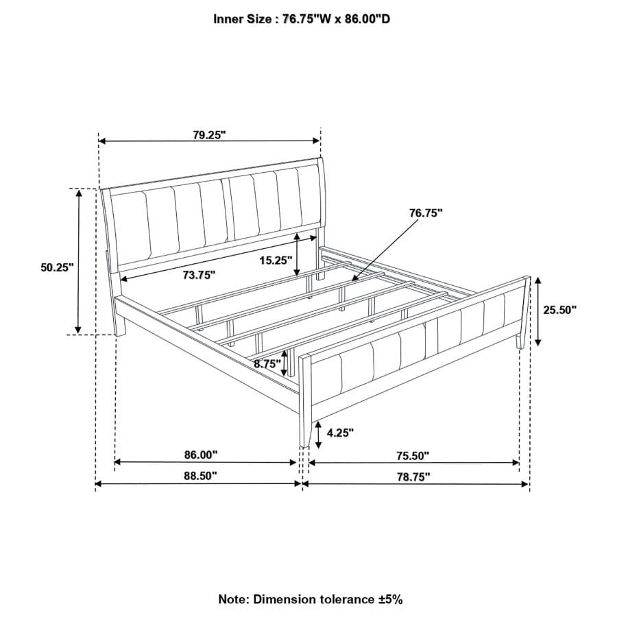 Carlton California King Upholstered Bed Cappuccino and Black