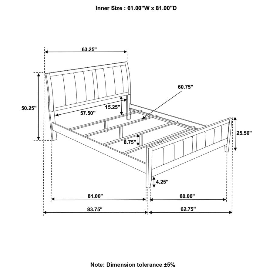 Carlton Queen Upholstered Bed Cappuccino and Black