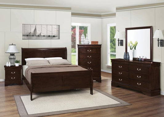 Louis Philippe Panel Bedroom Set with High Headboard