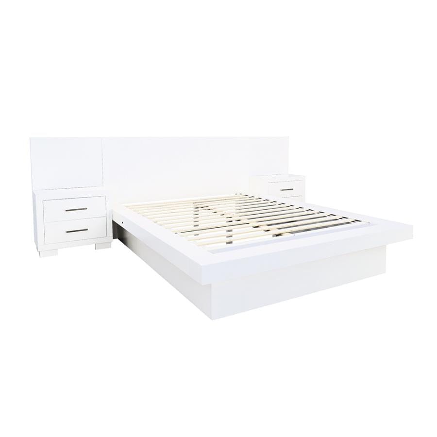 Jessica California King Platform Bed with Rail Seating White