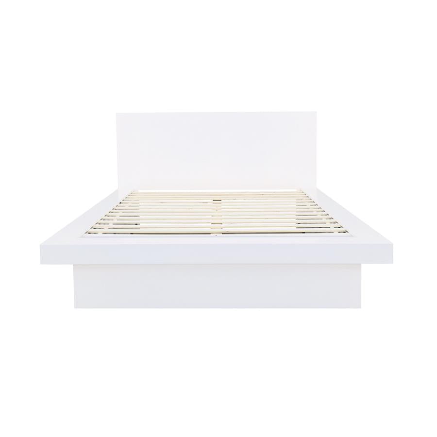 Jessica Queen Platform Bed with Rail Seating White