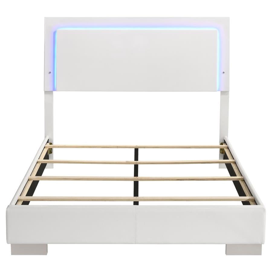 Felicity Full Panel Bed with LED Lighting Glossy White