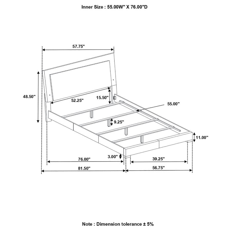 Felicity Full Panel Bed with LED Lighting Glossy White