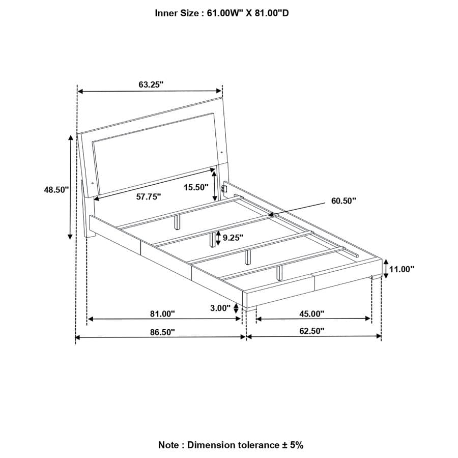 Felicity Queen Panel Bed with LED Lighting Glossy White