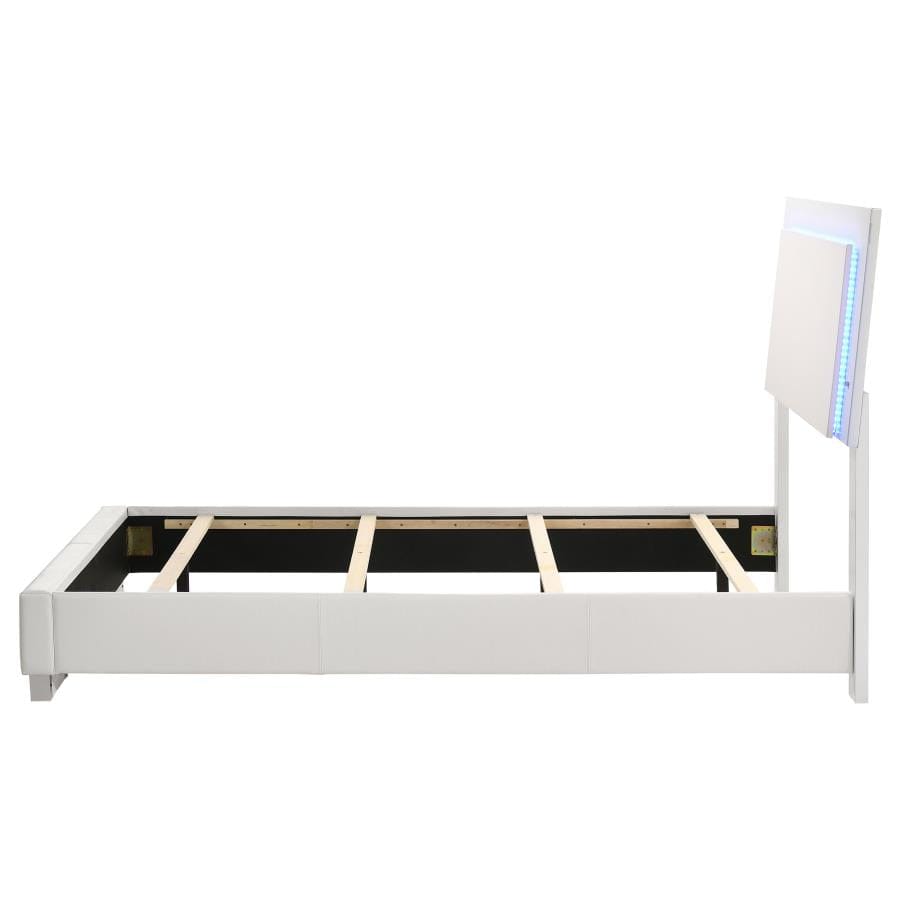 Felicity Twin Panel Bed with LED Lighting Glossy White