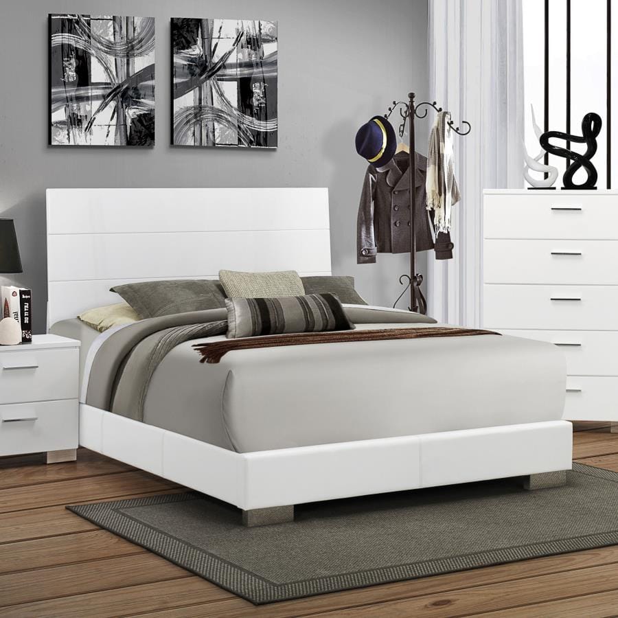 Felicity Eastern King Panel Bed Glossy White