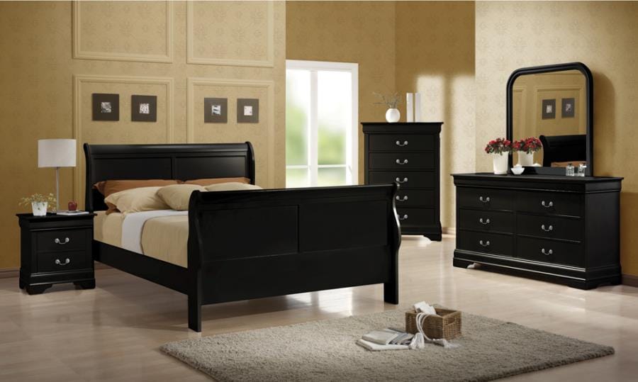 Louis Philippe Full Sleigh Panel Bed Black