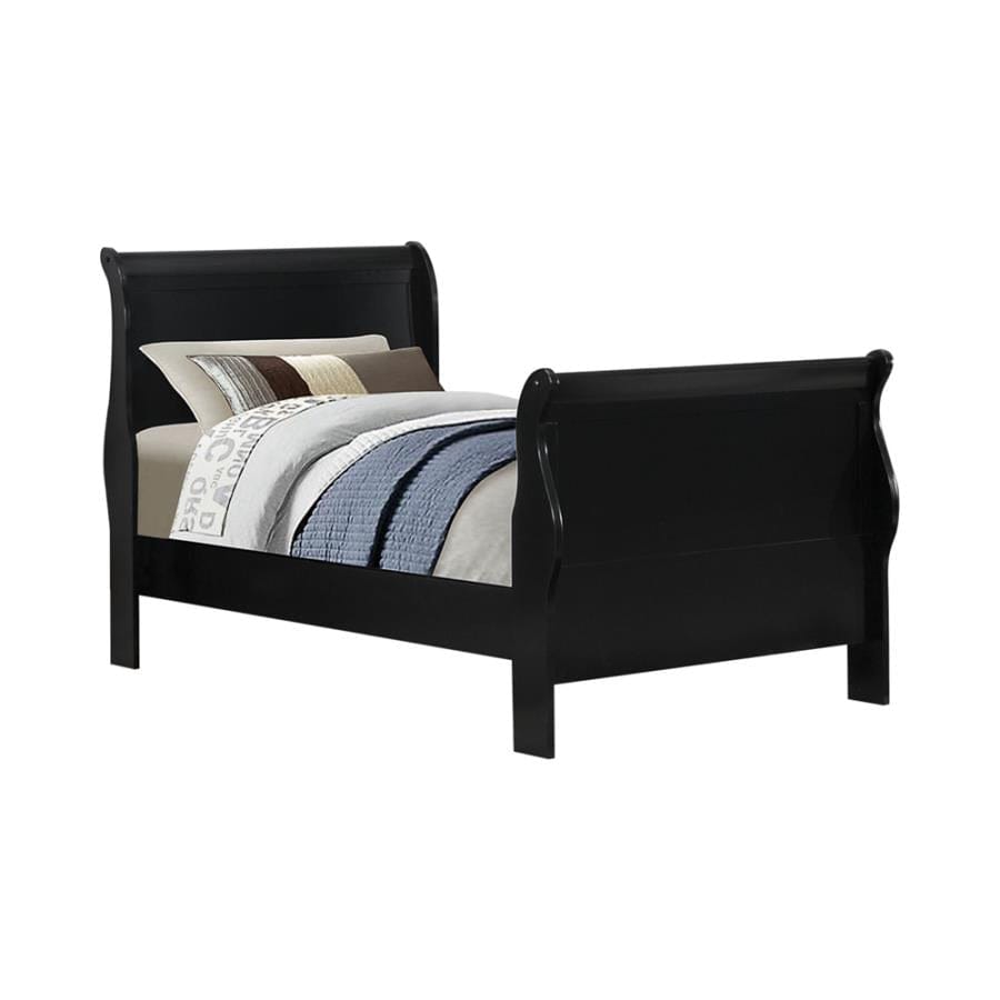 Louis Philippe Twin Sleigh Panel Bed Black