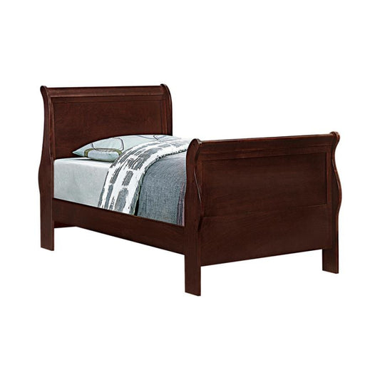 Louis Philippe Twin Sleigh Panel Bed Red Brown