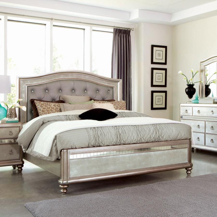 Bling Game Eastern King Panel Bed Metallic Platinum