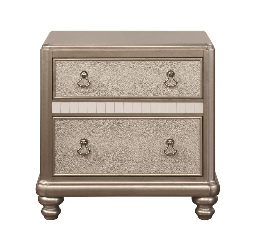 Bling Game 2-drawer Nightstand Metallic Platinum