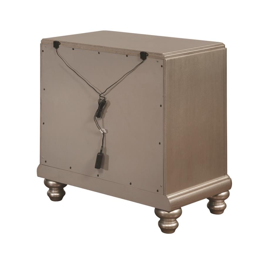 Bling Game 2-drawer Nightstand Metallic Platinum