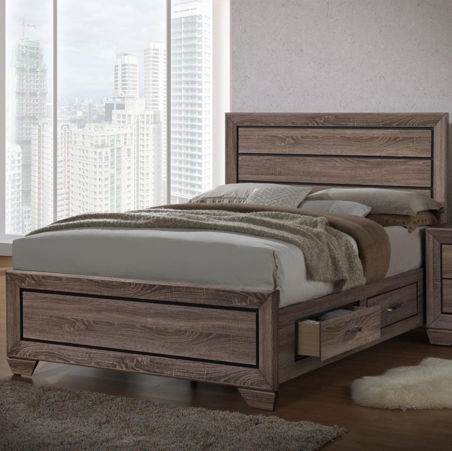 Kauffman Eastern King Storage Bed Washed Taupe