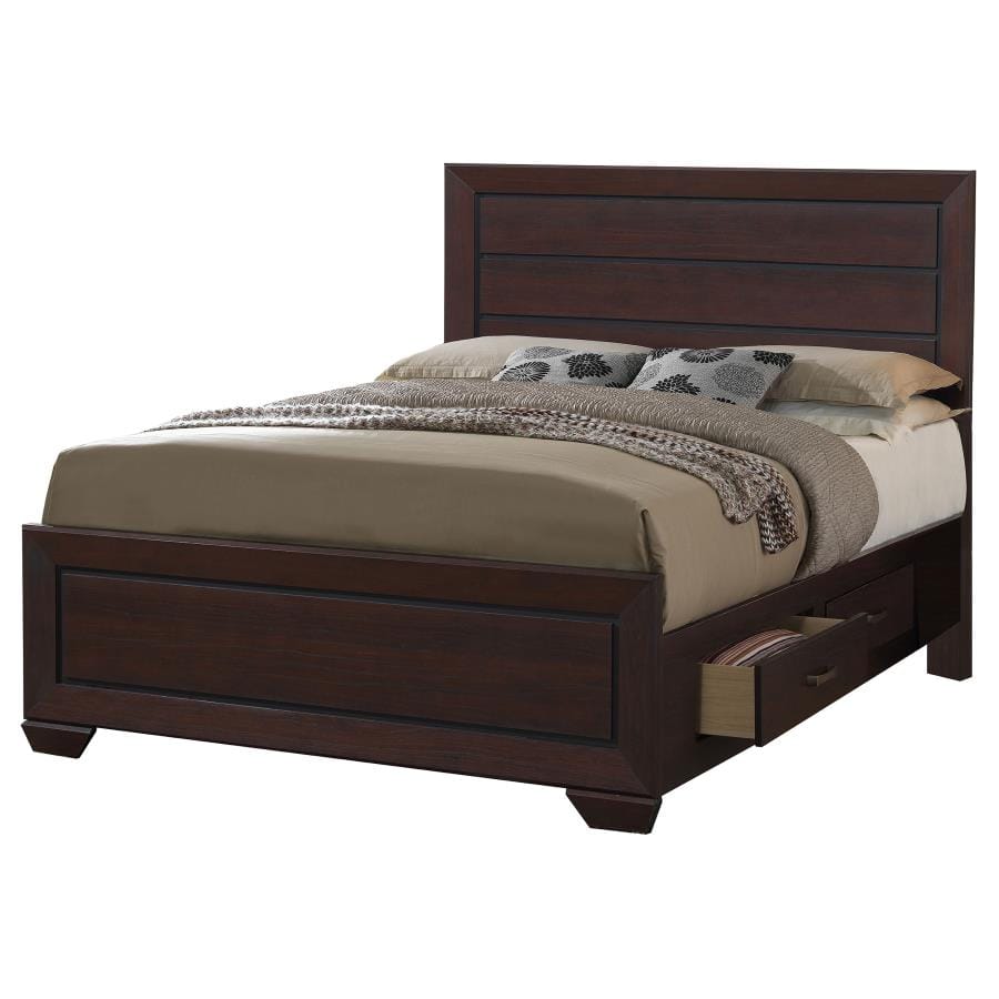 Kauffman Eastern King Storage Bed Dark Cocoa