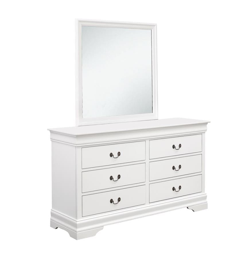 Louis Philippe Beveled Edge Square Mirror White