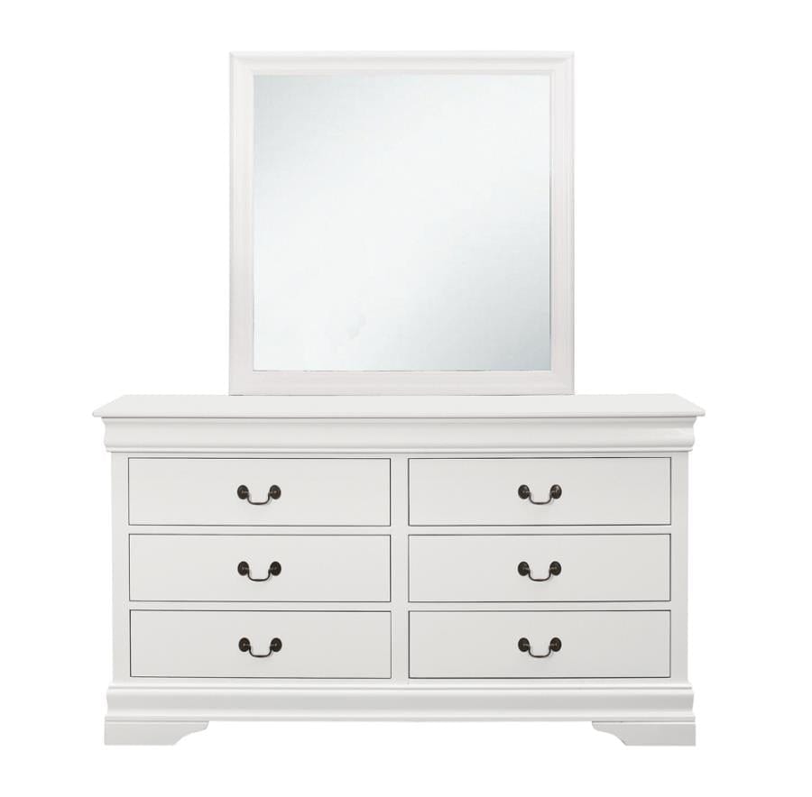 Louis Philippe Beveled Edge Square Mirror White