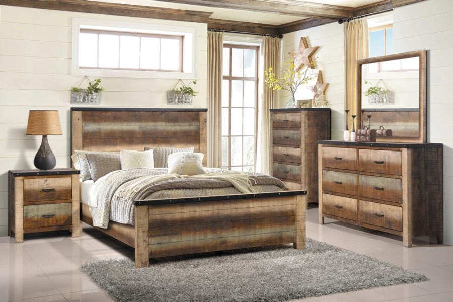 Sembene Bedroom Set Multicolor and Antique Multi