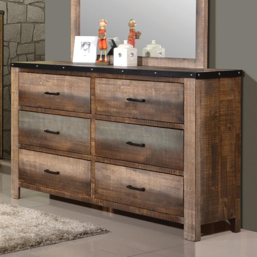 Sembene 6-drawer Dresser Antique Multi-color