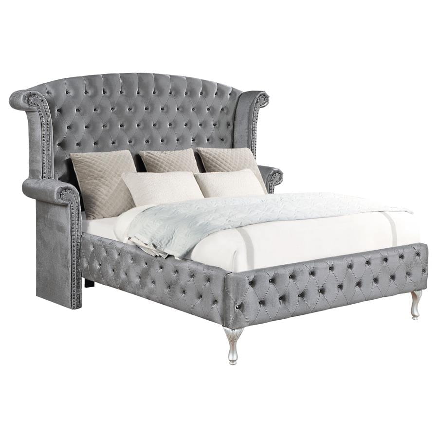 Deanna Eastern King Tufted Upholstered Bed Grey