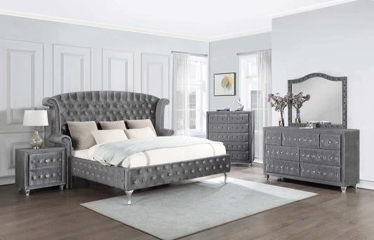 Deanna Upholstered Tufted Bedroom Set Grey